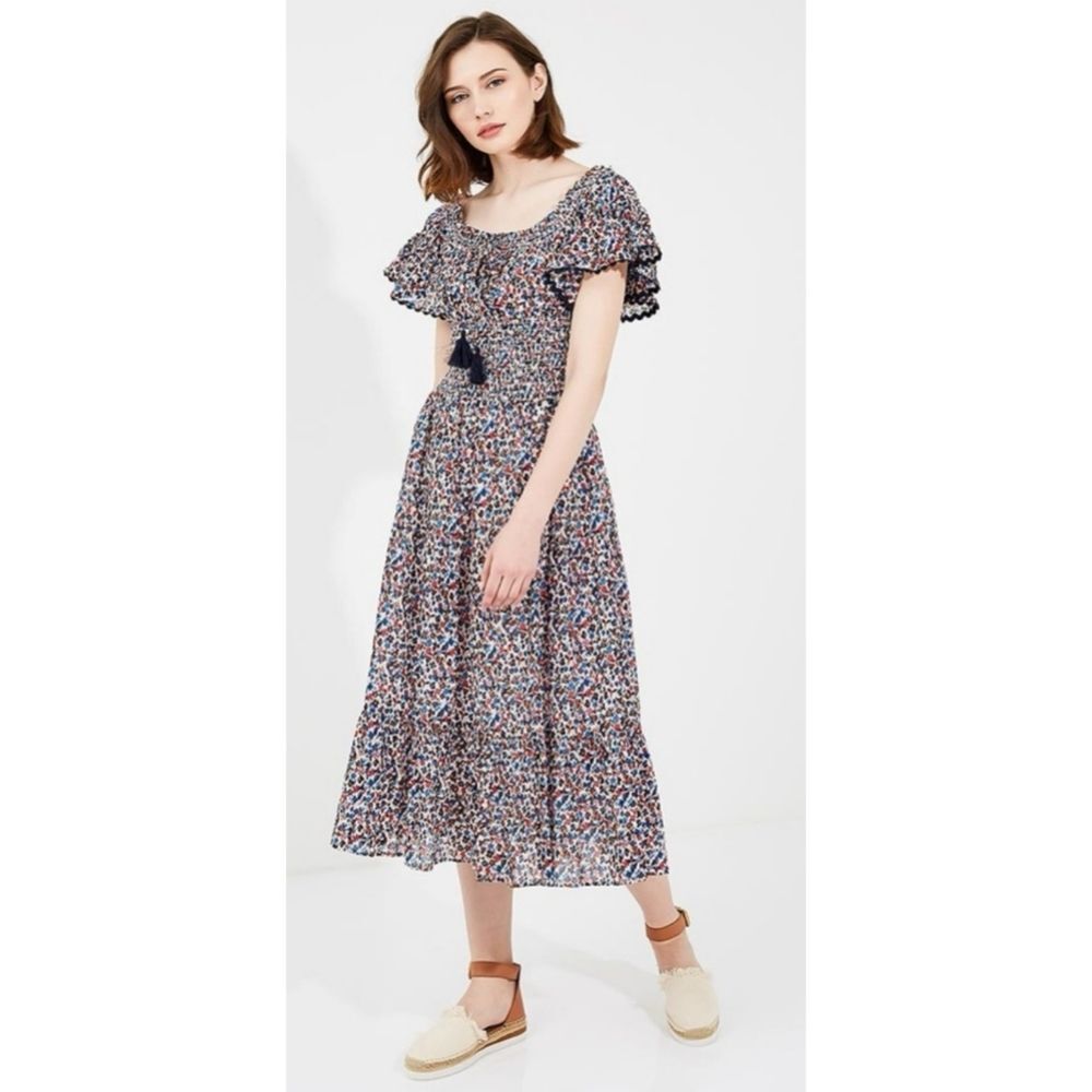 Tory Bruch Wildflower Smocked Midi Dress